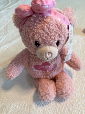 Sweet Pink Heart Teddy Bear Plush with Bow